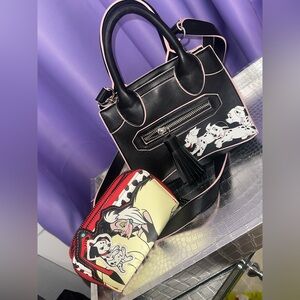 Loungefly Black and Pink Dalmatian Mini Bag Set